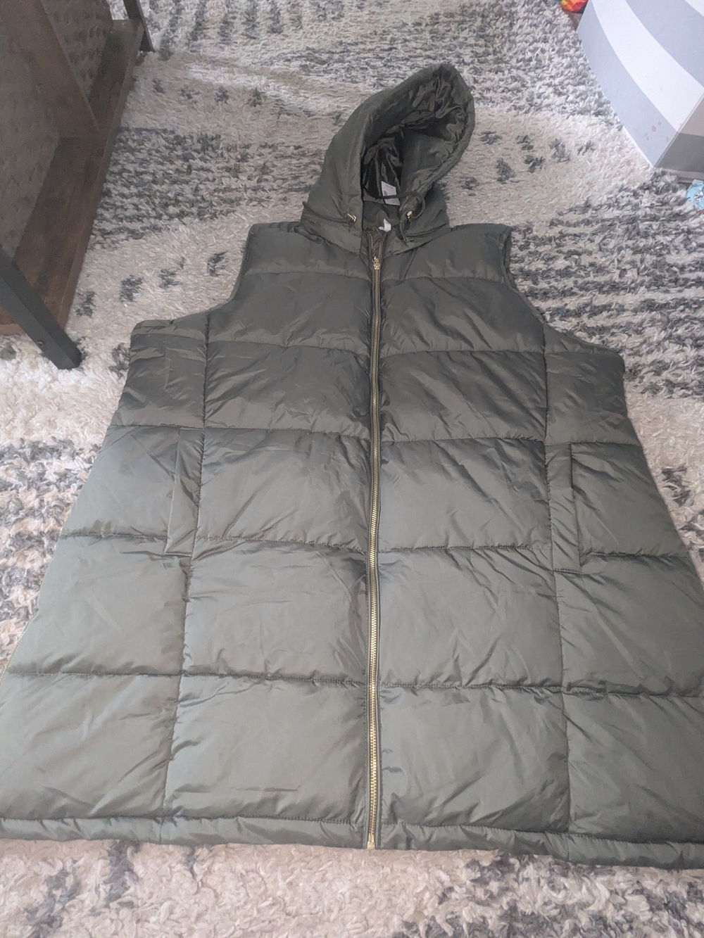 Maurices Olive Hooded Quilted Puffer Vest